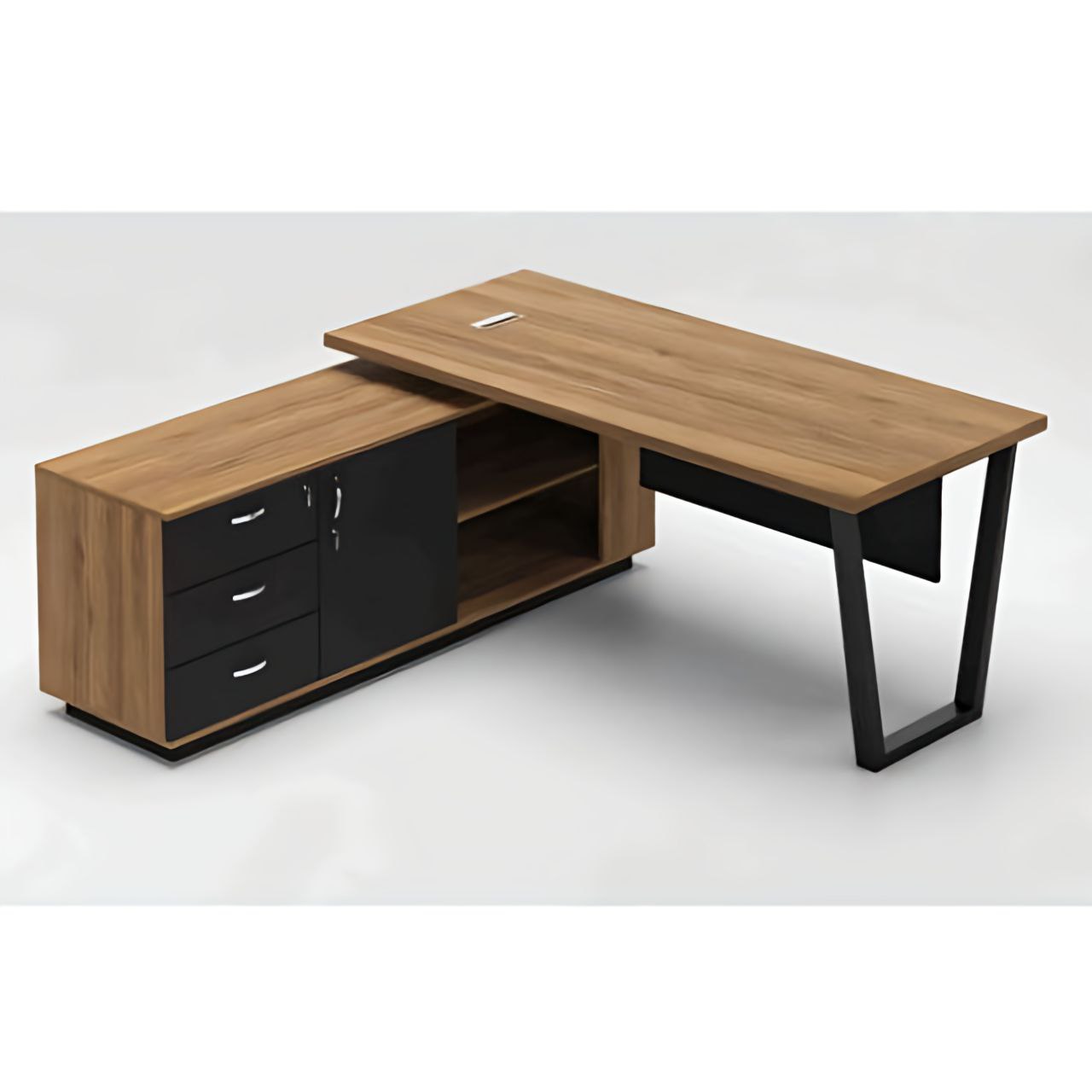 Desk Wooden & Black - 160 x 160 x 75 cm | DE22