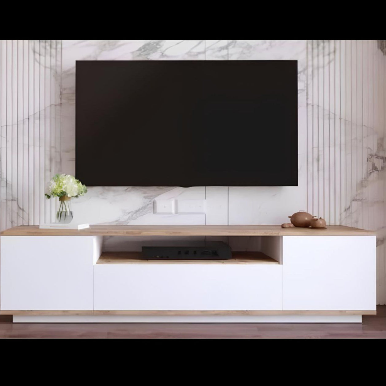 Tv Unit White & Wooden - 160 x 40 x 40 cm | TV53