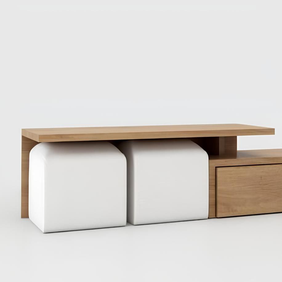 Tv Unit White & Wooden - 200 x 40 x 40 cm | TV100