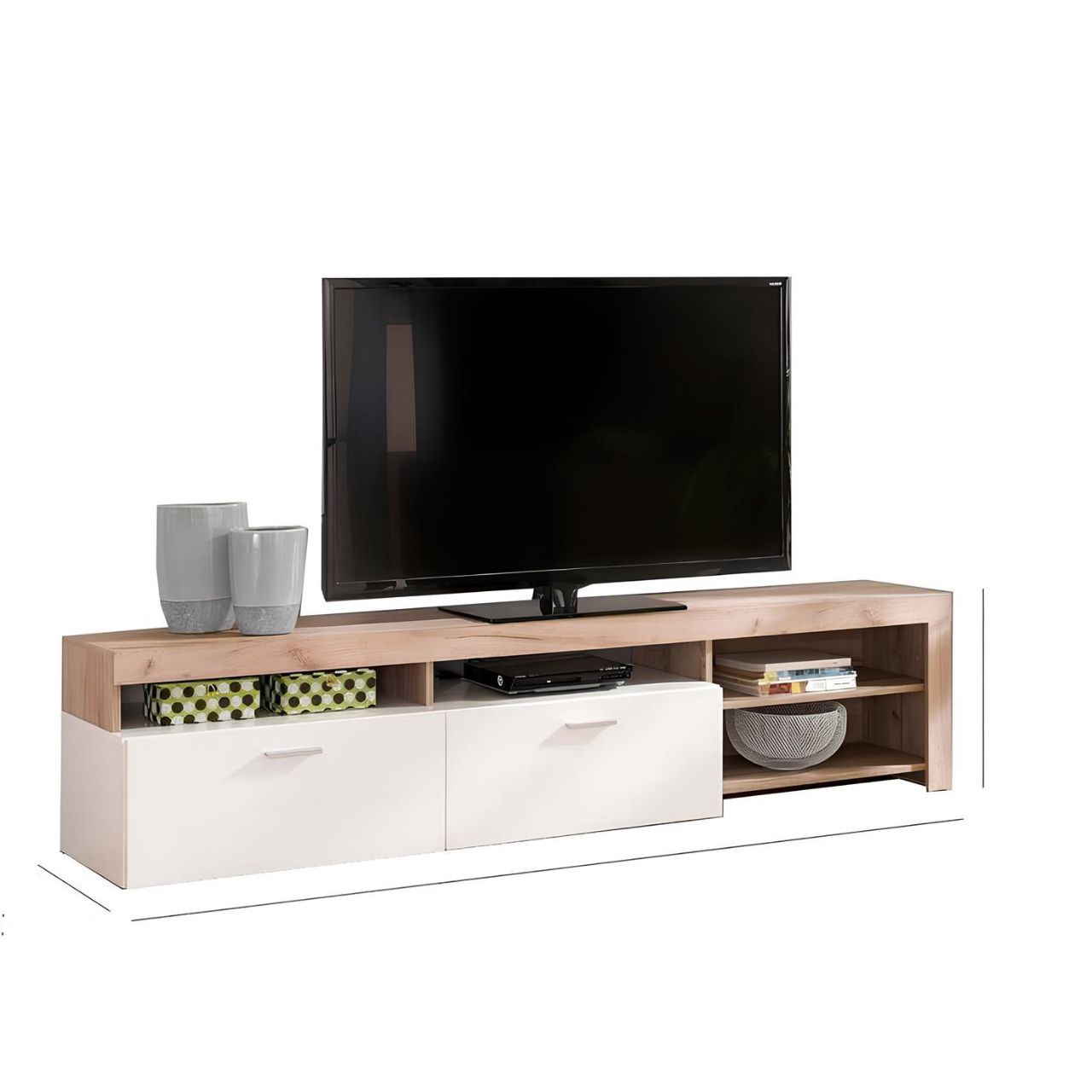 Tv Unit White & Wooden - 150 x 30 x 40 cm | TV5