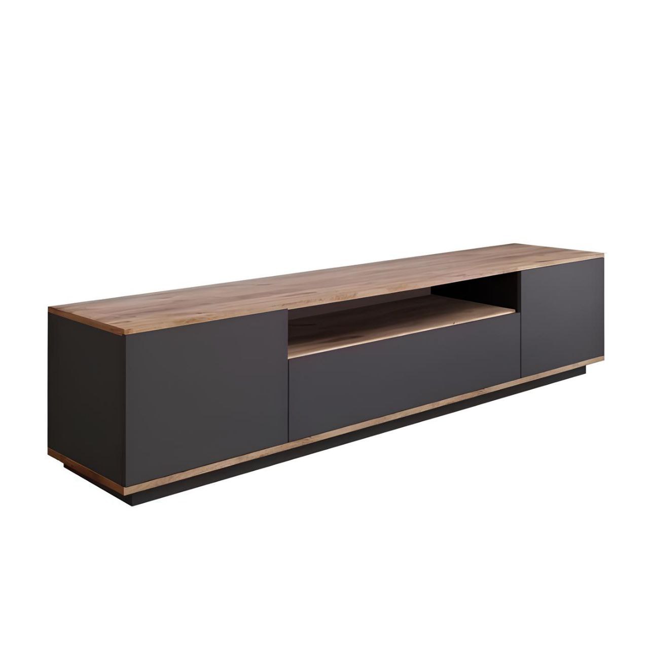 Tv Unit Black & Wooden - 180 x 30 x 40 cm | TV2