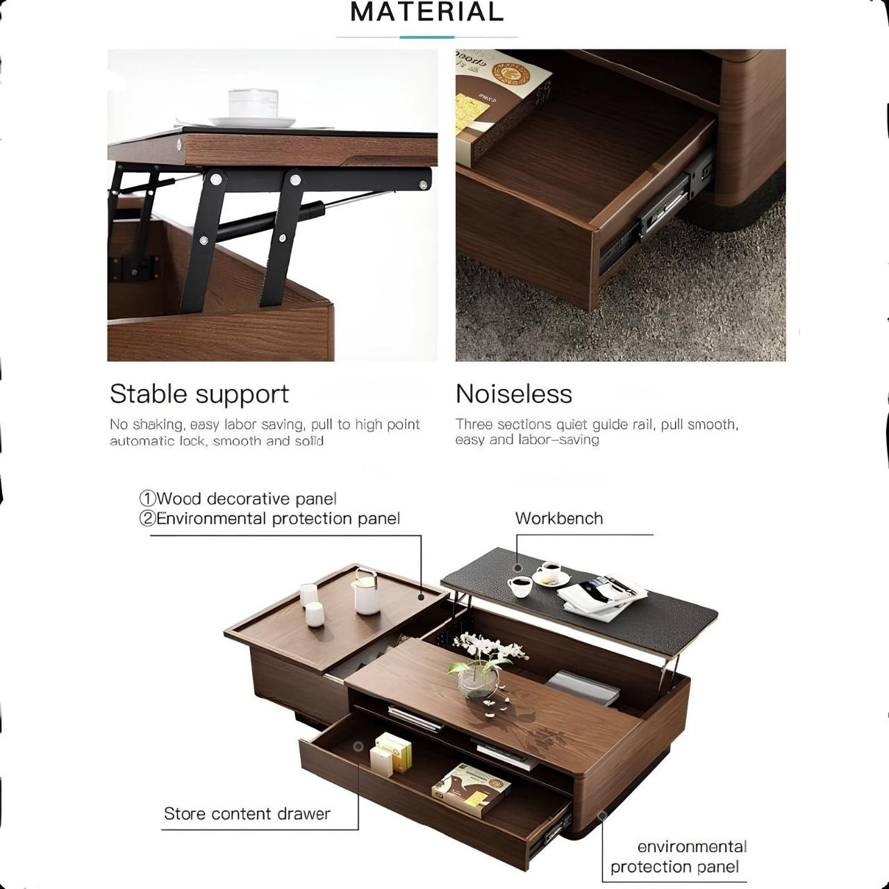 Table Unit Brown & Black - 120 x 70 x 40 cm | TA55