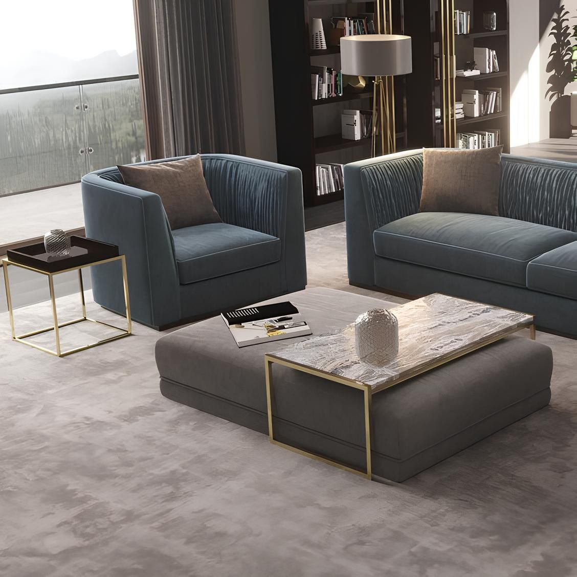 Table Unit White & Gold - 120 x 70 x 40 cm | TA59