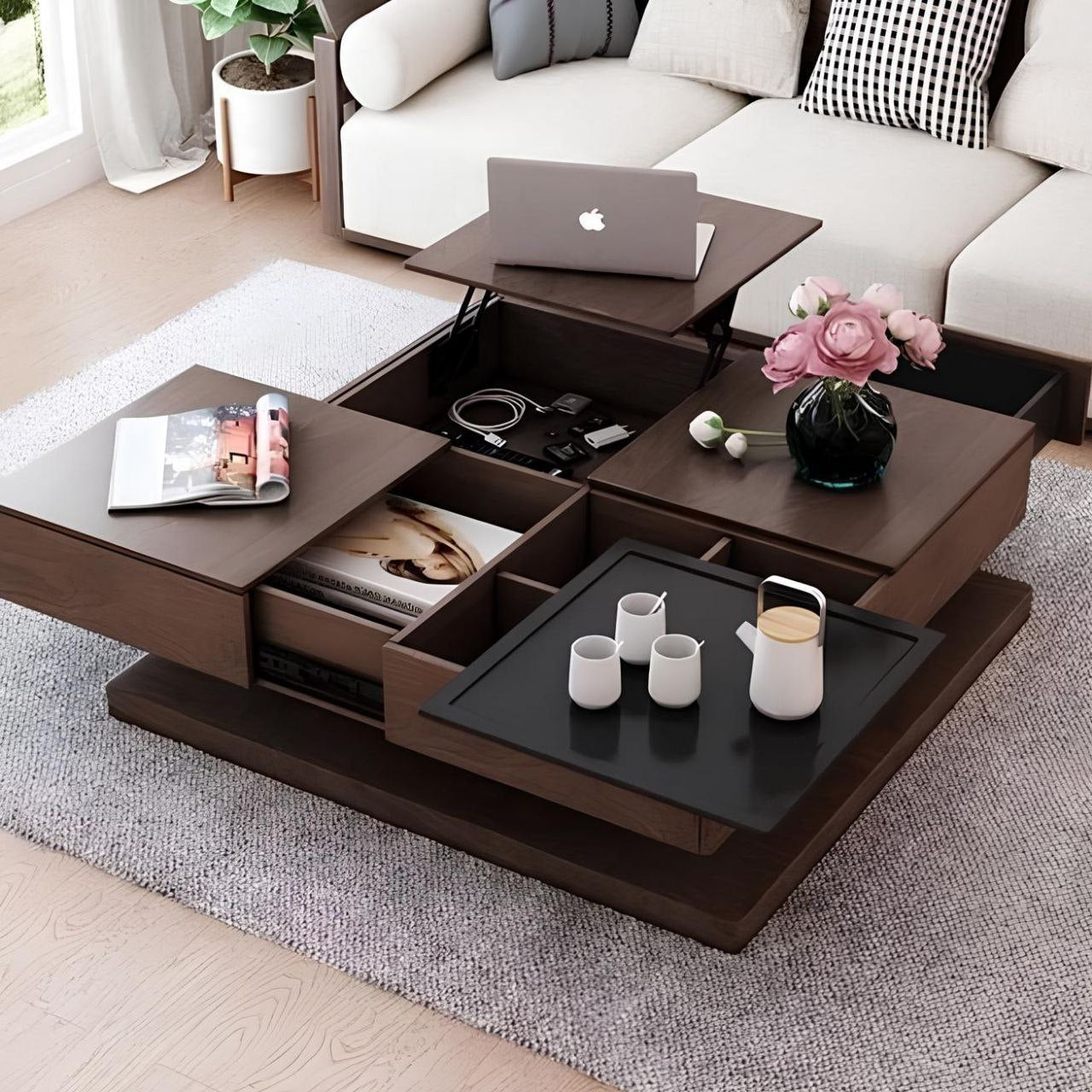 Table Unit Brown & Black - 70 x 70 x 40 cm | TA54