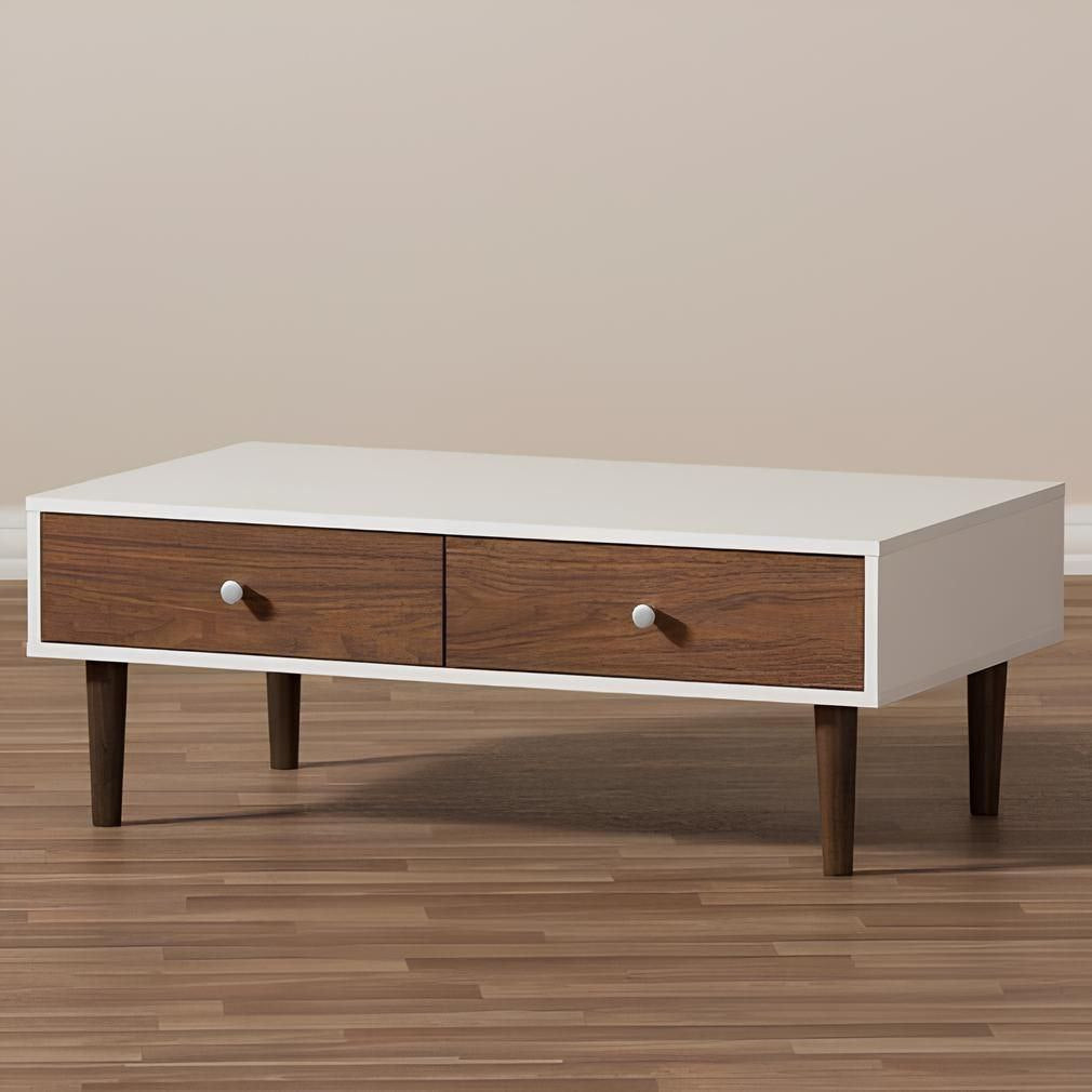 Table Unit White & Brown - 100 x 50 x 40 cm | TA29