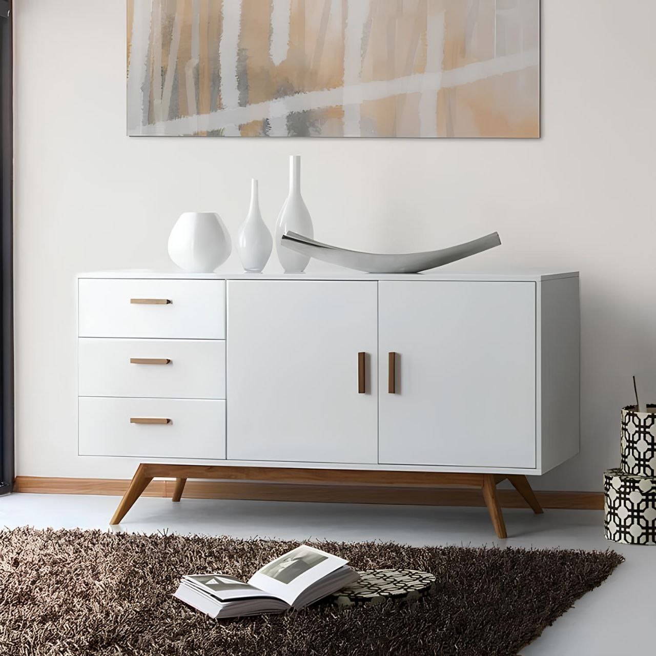 Buffet | White & Wooden | 140 x 40 x 90 | BT22
