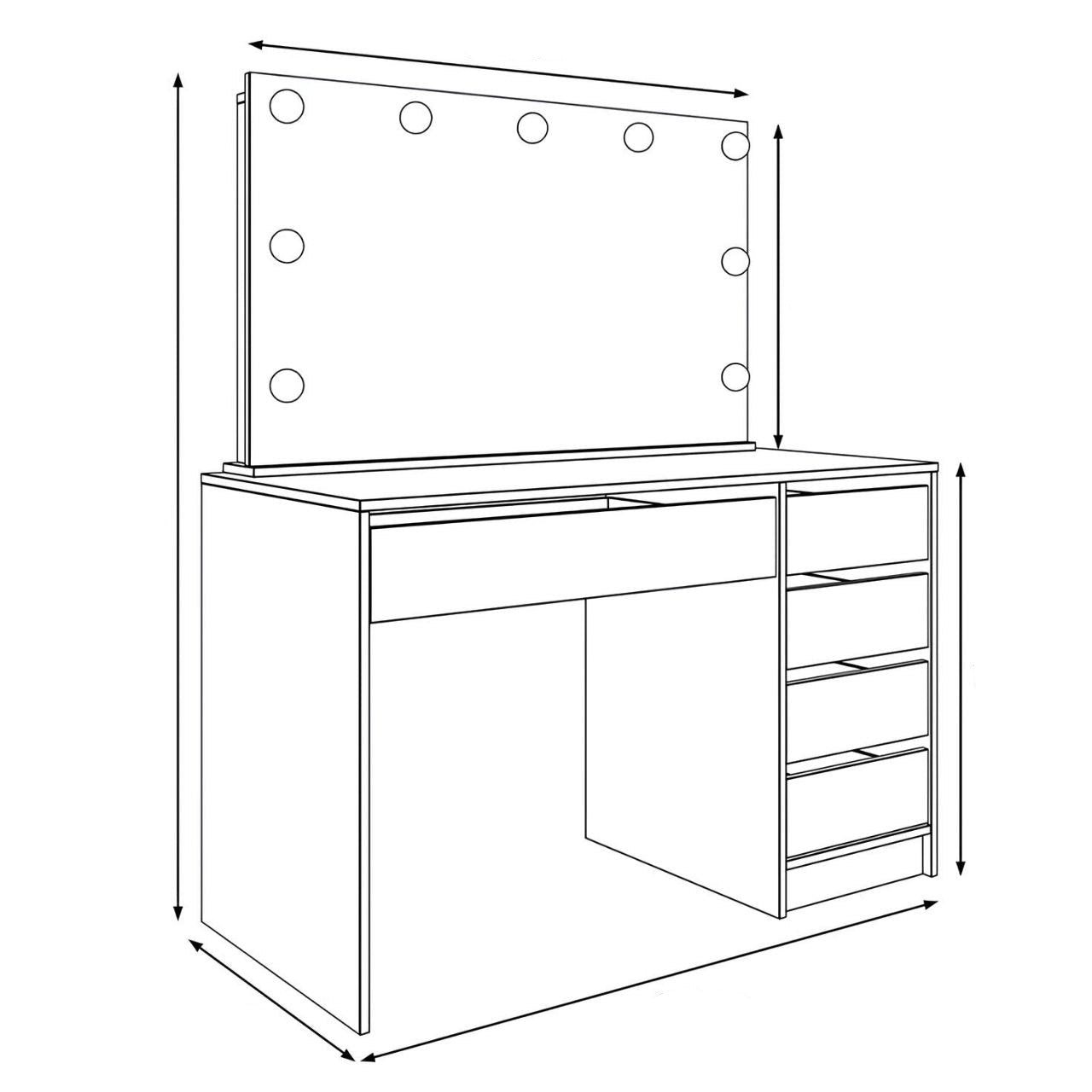 Dressing table | White | 120 x 40 x 120 | DT2
