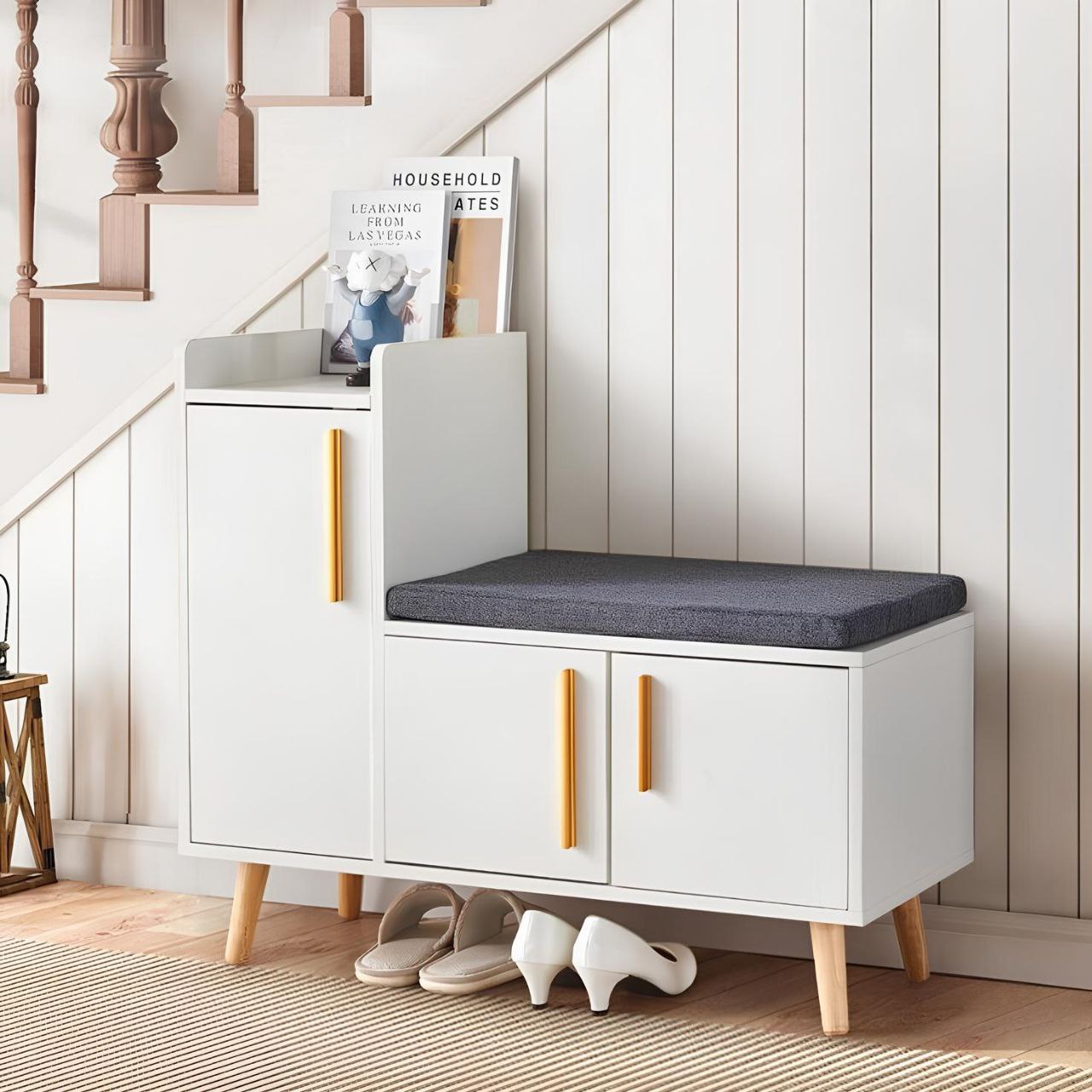 Shoe Closet |White & Gold | 110 x 40 x 50 cm | SU88