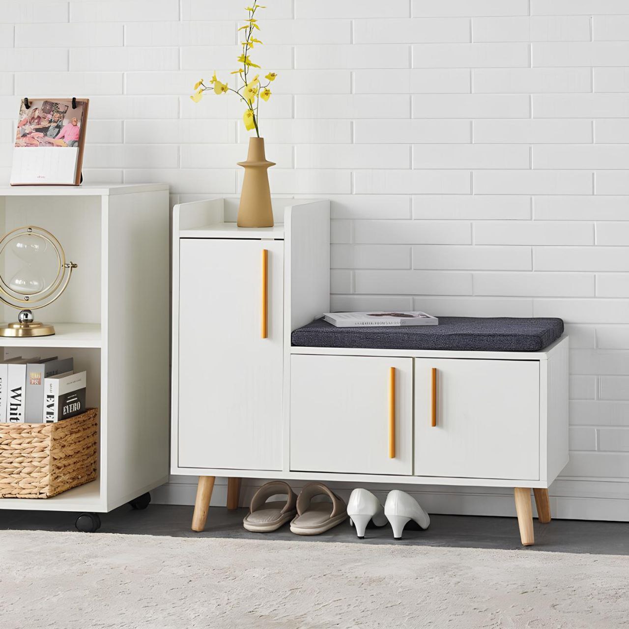 Shoe Closet |White & Gold | 110 x 40 x 50 cm | SU88