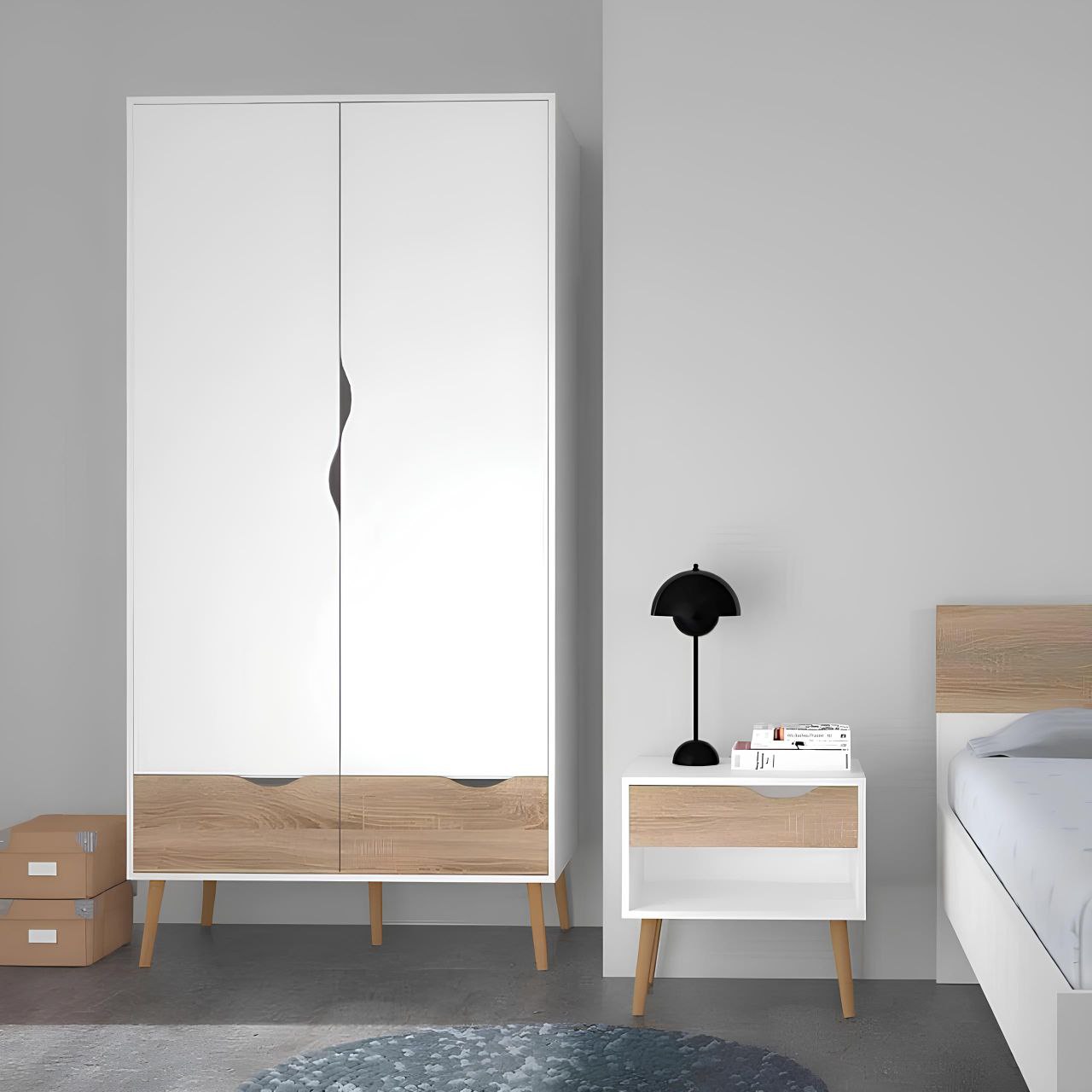 Wardrobe | Wooden & White | 80 x 50 x 220 cm | WD52