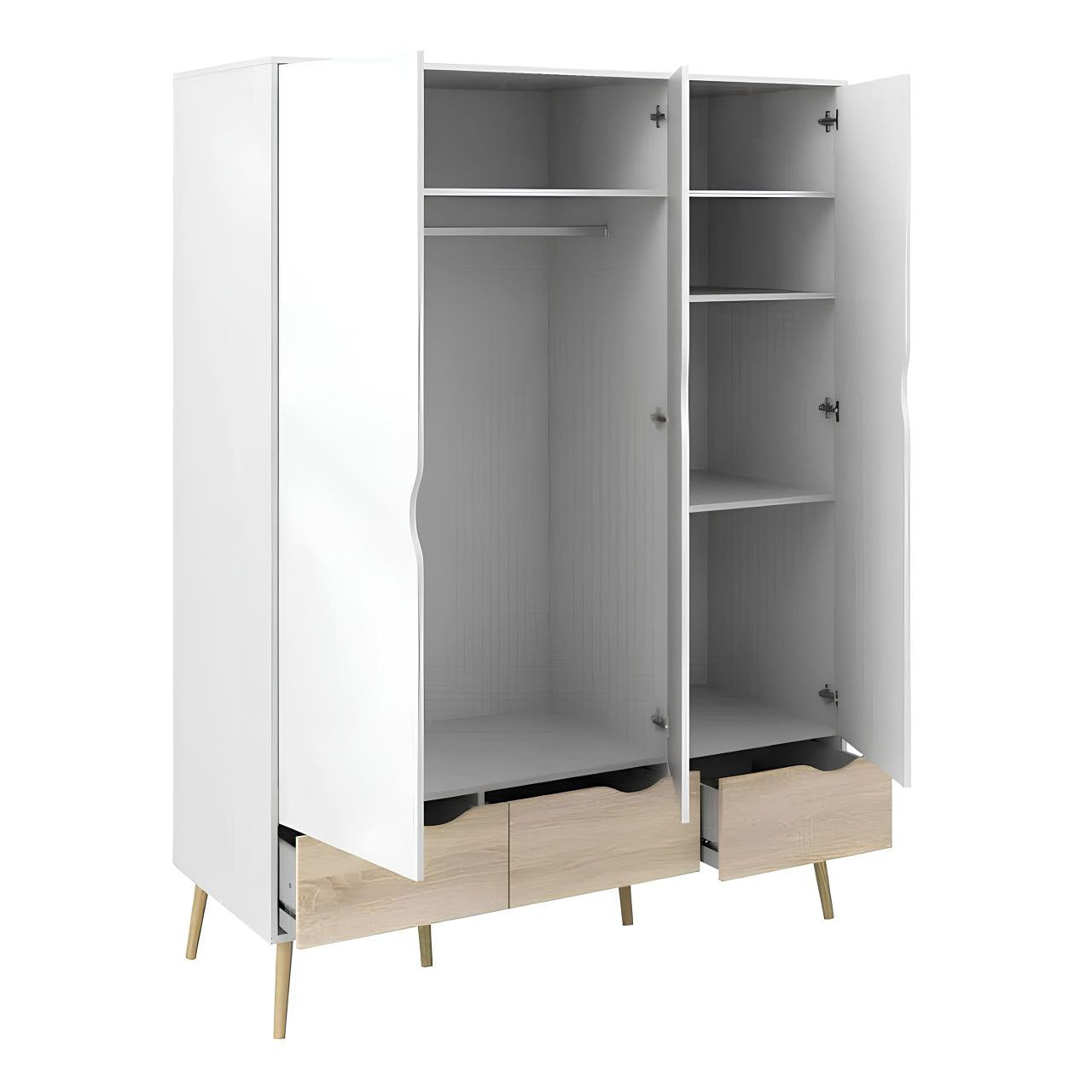 Wardrobe | Wooden & White | 120 x 50 x 200 cm | WD53