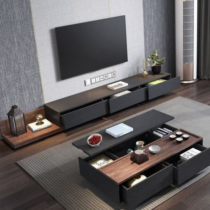 Living Room Set Black & Brown - 240 x 40 x 40 cm | SET38