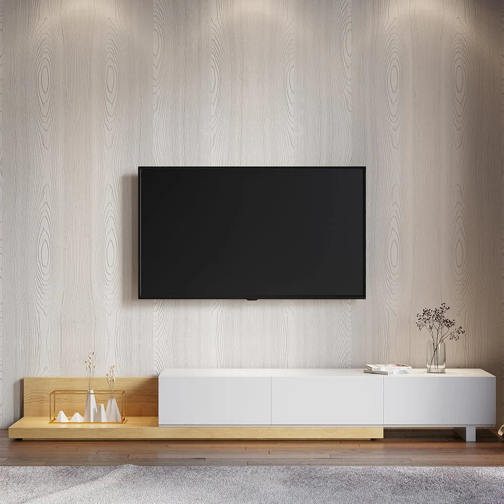 Tv Unit White & Wooden - 240 x 40 x 40 cm | TV103