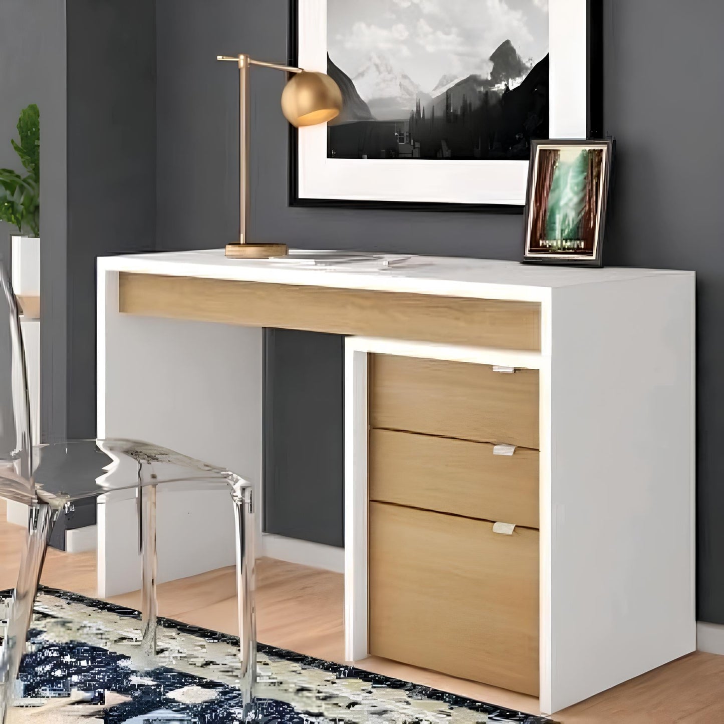 Desk Wooden & White - 120 x 40 x 75 cm | DE25