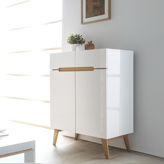 Shoe Closet White & Wooden - 80 x 40 x 110 cm | SU10