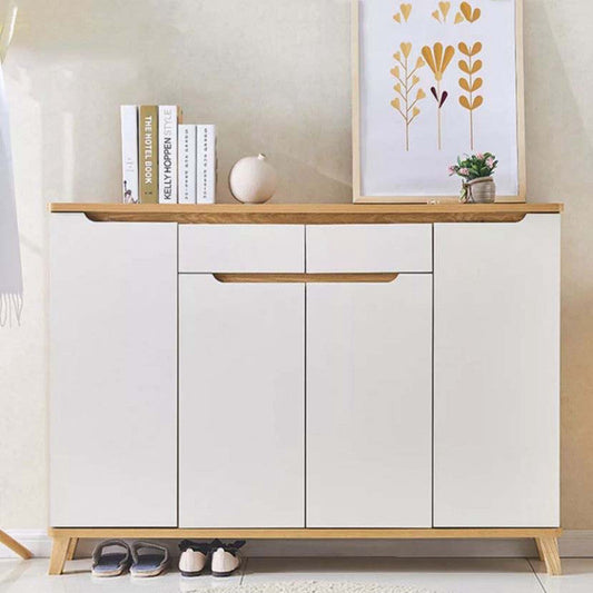 Shoe Closet White & Wooden - 140 x 40 x 100 cm | SU1