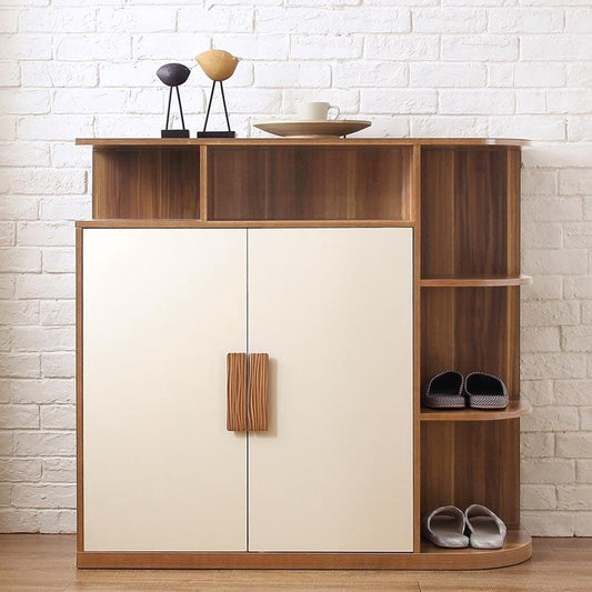 Shoe Closet White & Wooden - 100 x 40 x 100 cm | SU59