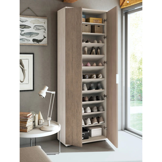 Shoe Closet White & Wooden - 80 x 40 x 200 cm | SU67
