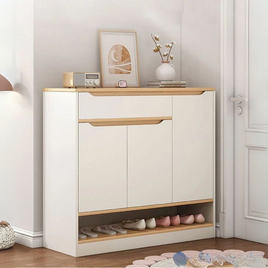 Shoe Closet White & Wooden - 120 x 40 x 100 cm | SU9
