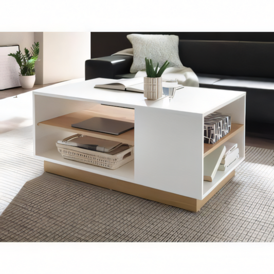 Table Unit White & Wooden - 80 x 50 x 45 cm | TA34