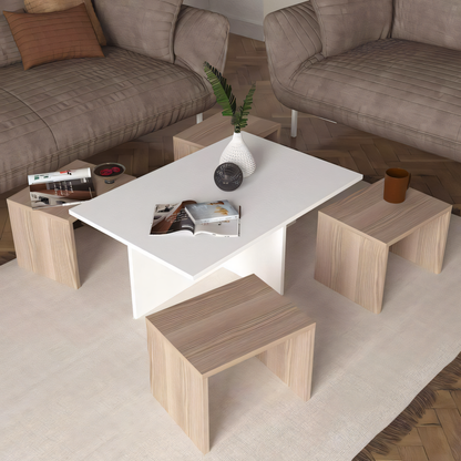Table Unit White & Wooden - 100 x 60 x 45 cm | TA37