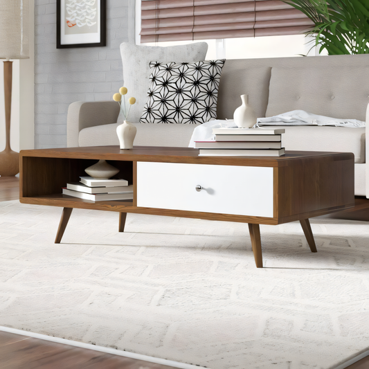 Table Unit White & Brown - 100 x 50 x 40 cm | TA39
