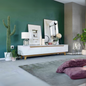 Tv Unit White & Wooden - 180 x 40 x 40 cm | TV23