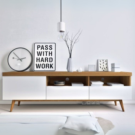 Tv Unit White & Wooden - 160 x 40 x 40 cm | TV9