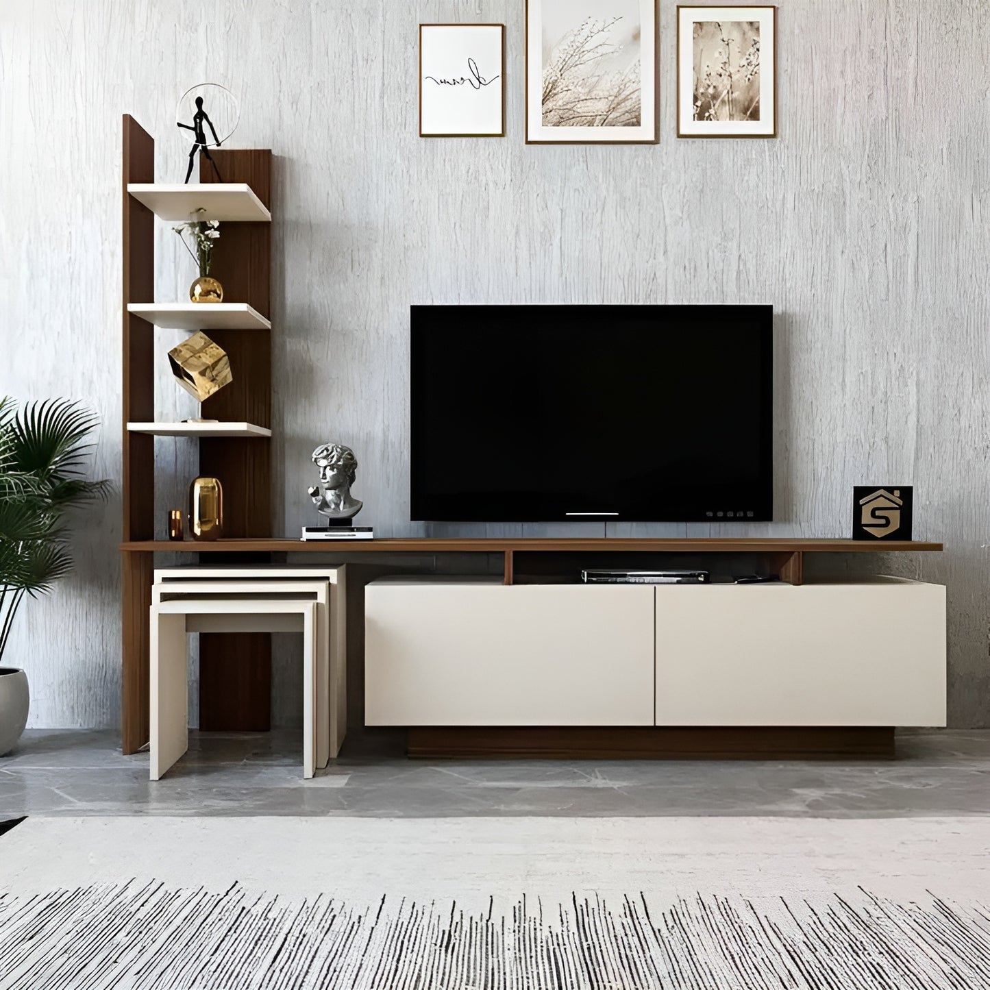 Tv Unit Beige & Brown - 200 x 40 x 50 cm | TV110