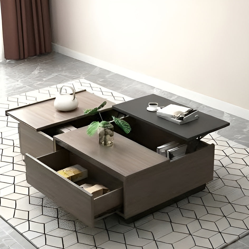 Modern coffee table with lift-top design in a room setting