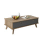 Wooden coffee table with a gray drawer on a white background