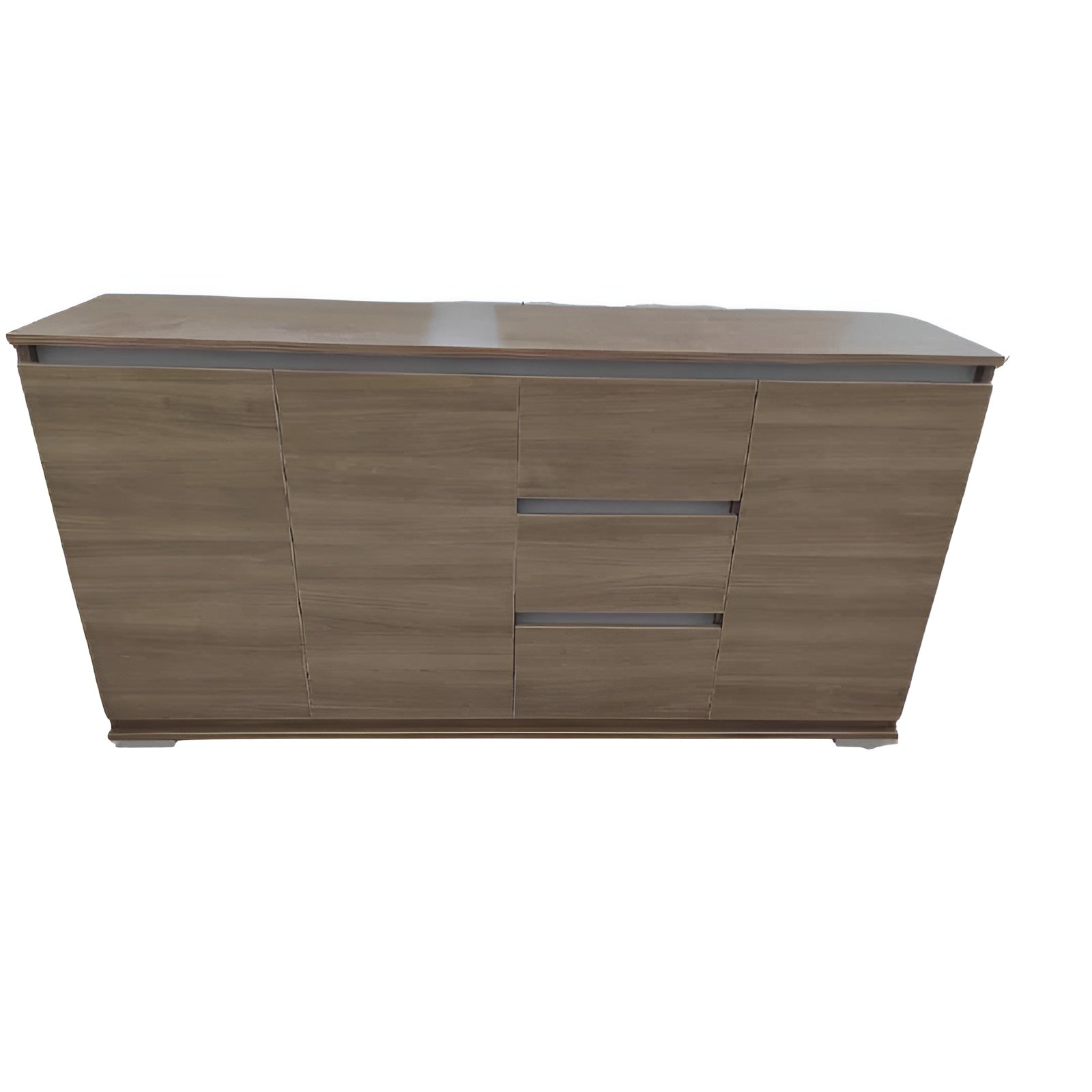 Wooden dresser with multiple drawers on a white background