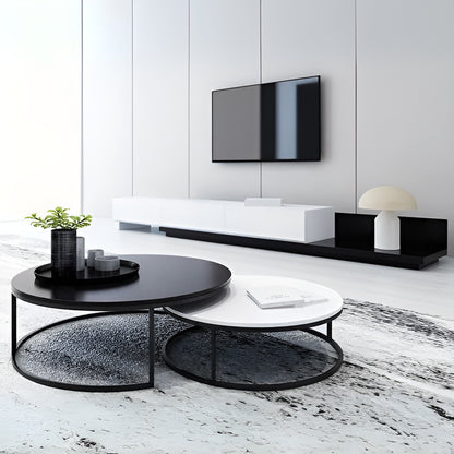 Modern living room with black and white furniture