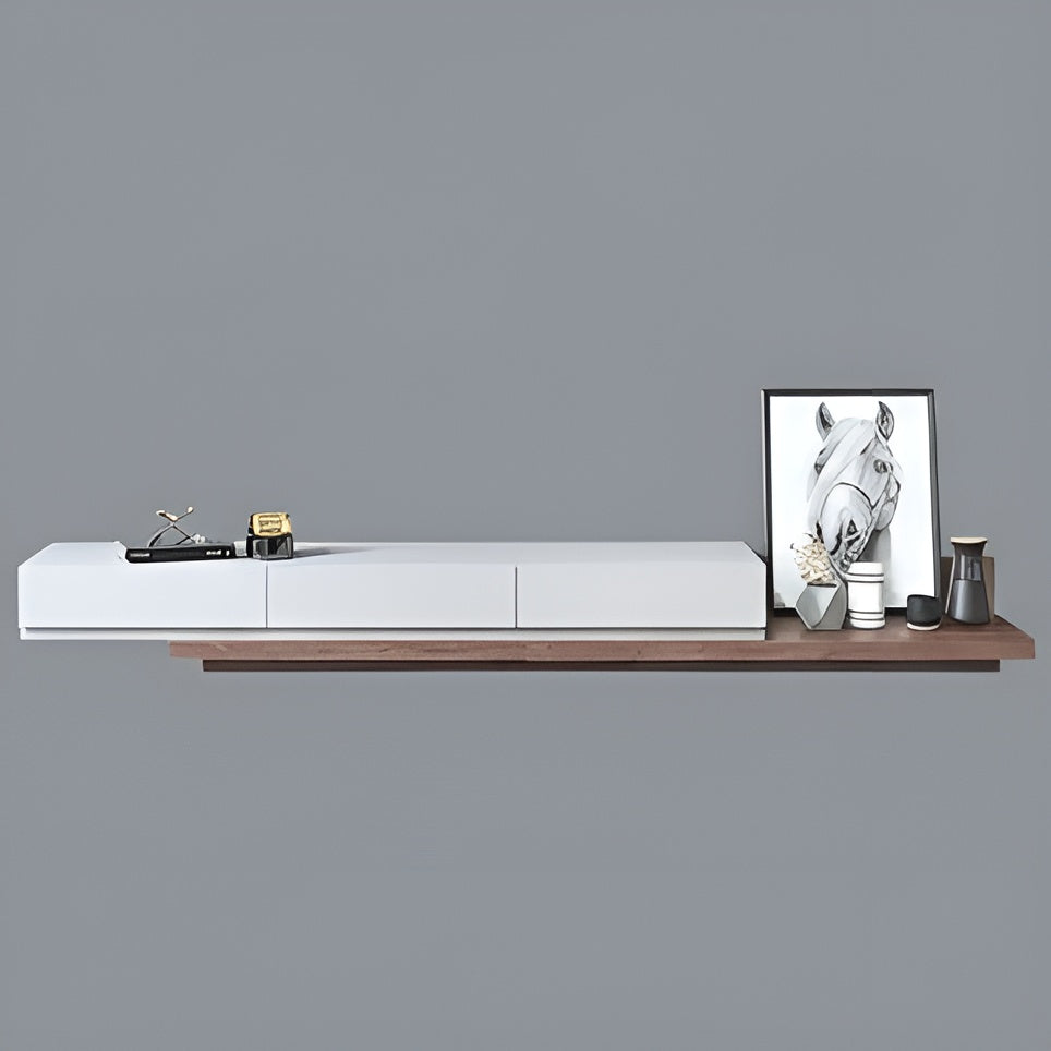 Modern wall-mounted shelf with decorative items against a gray background