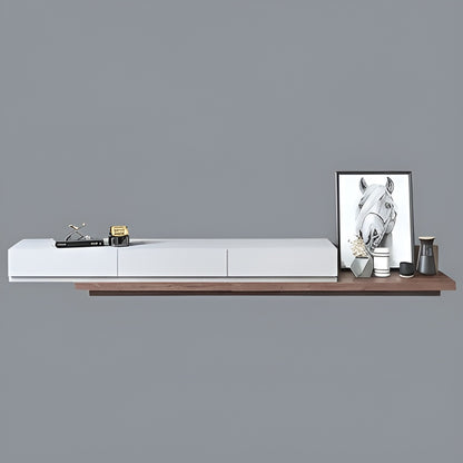 Modern wall-mounted shelf with decorative items against a gray background