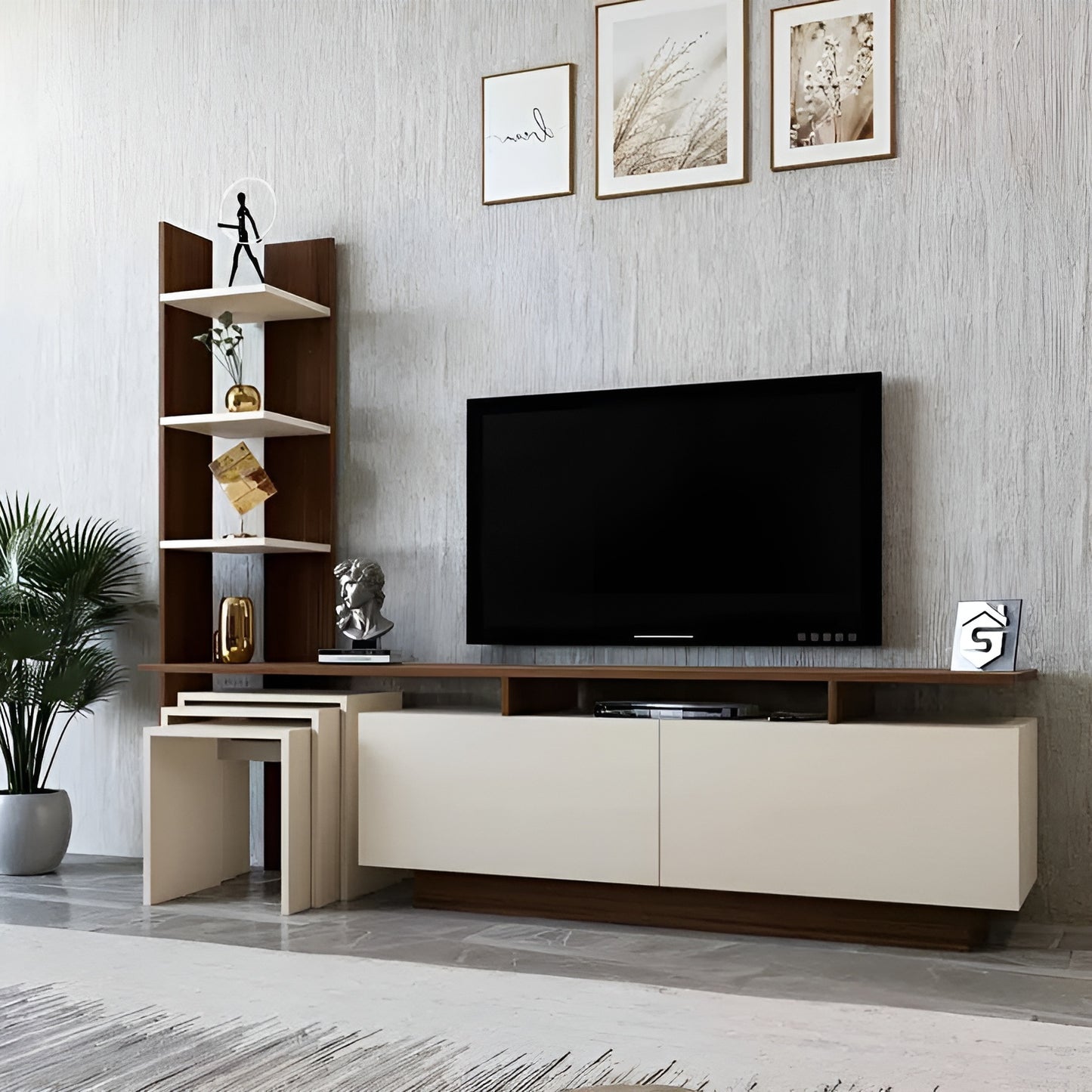 Tv Unit Beige & Brown - 200 x 40 x 50 cm | TV110