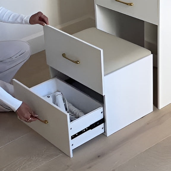 Bathroom with a vanity unit and drawers being pulled out