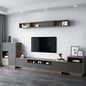 Modern living room with a television and wooden entertainment unit.