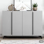 Gray sideboard with decorative items in a room setting
