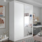 White sliding wardrobe with mirror in a modern bedroom setting