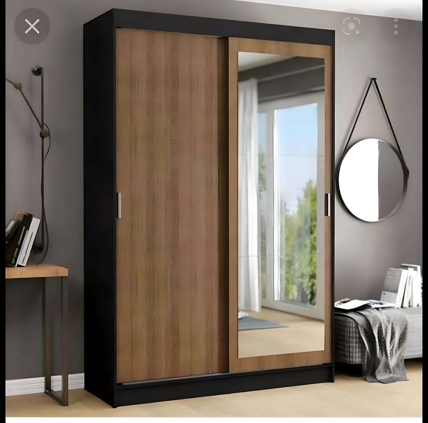 Wardrobe | Wooden & Black | 120 x 50 x 220 cm | WD81