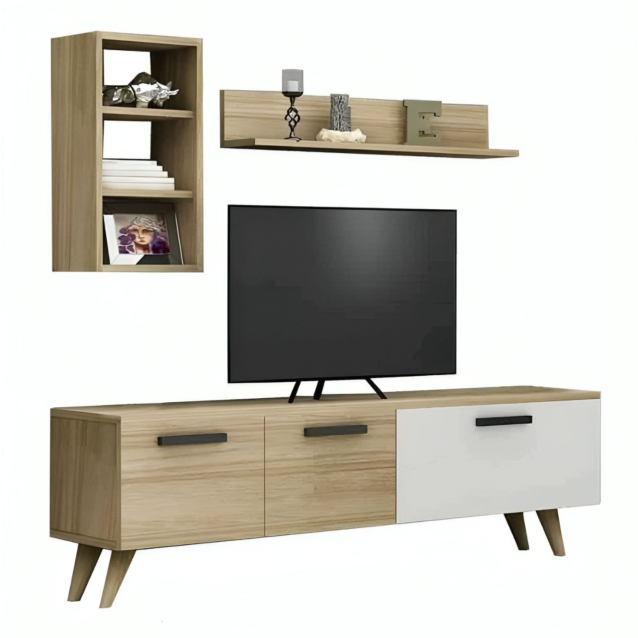 Tv Unit White & Wooden - 160 x 40 x 40 cm | TV32