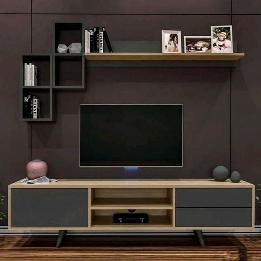 Tv Unit Black & Wooden - 180 x 40 x 40 cm | TV20