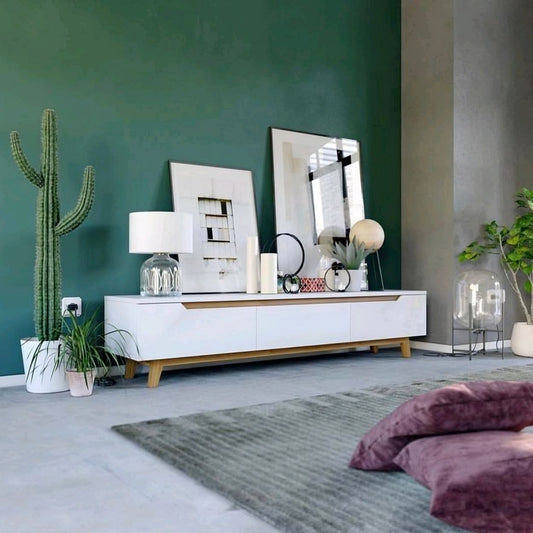 Tv Unit White & Wooden - 160 x 40 x 40 cm | TV67