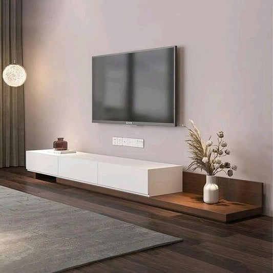 Tv Unit White & Wooden - 240 x 40 x 40 cm | TV68