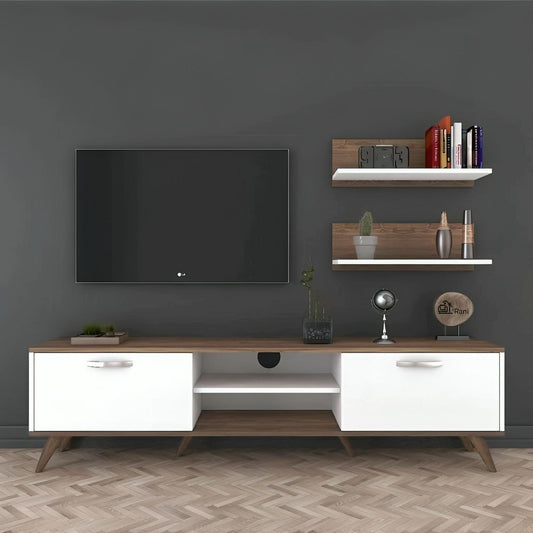 Tv Unit White & Wooden - 160 x 40 x 40 cm | TV15
