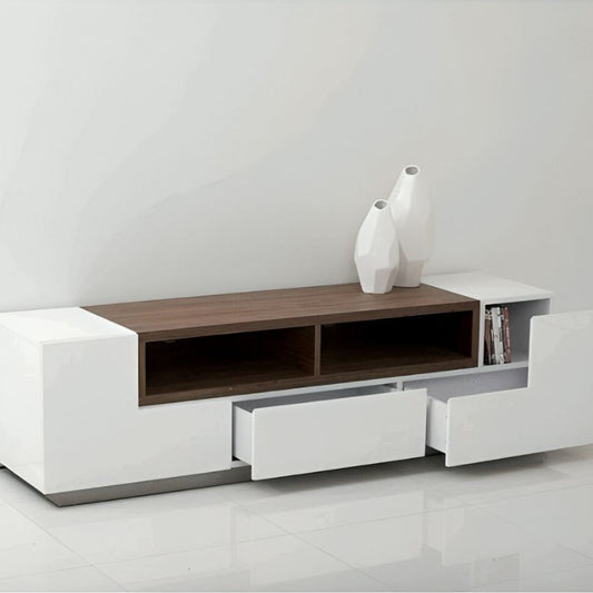 Tv Unit White & Wooden - 160 x 40 x 40 cm | TV8