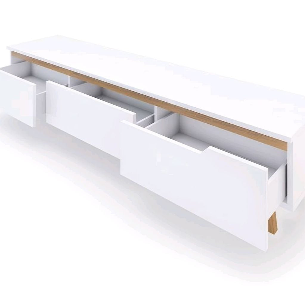 Tv Unit White & Wooden - 180 x 40 x 40 cm | TV23