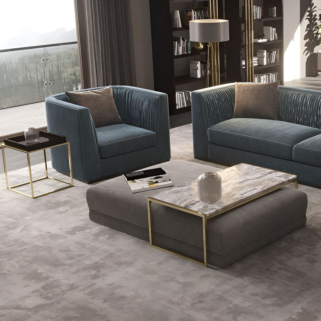 Table Unit White & Gold - 120 x 70 x 40 cm | TA59