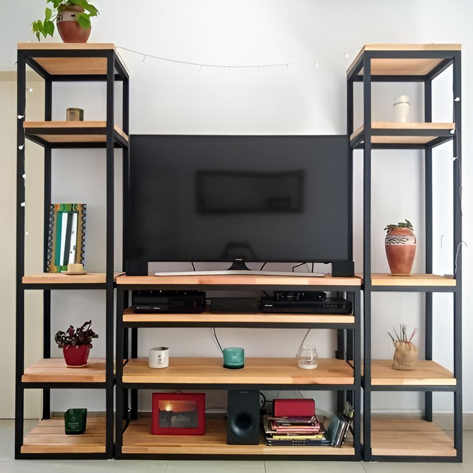 Tv Unit Black & Wooden - 160 x 35 x 160 cm | TV24